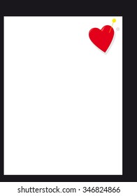 Heart on white page