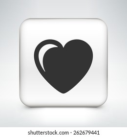 Heart on White Square Button