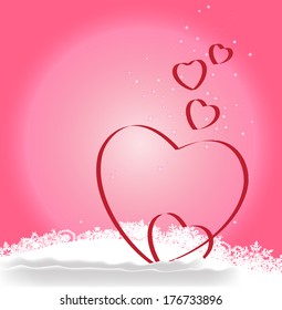  Heart on a winter background on Valentines Day