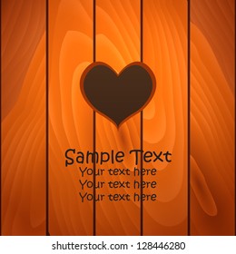 Heart on wooden background. Vector illustration.