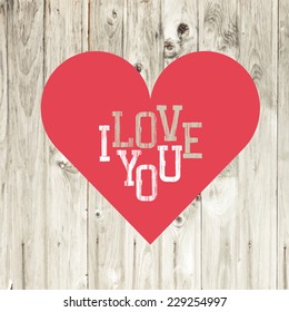 Corazón sobre fondo de madera. Vector.