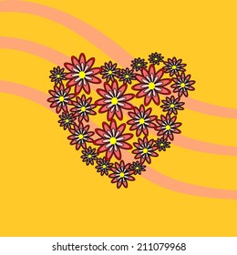 heart on a yellow background 