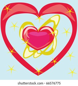 heart on yellow background.Illustration.