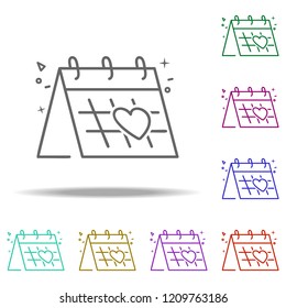 heart oncalendar dusk icon. Elements of Birthday in multi color style icons. Simple icon for websites, web design, mobile app, info graphics