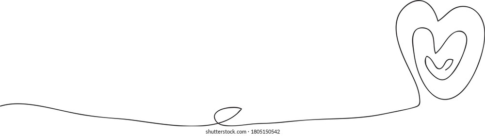 Heart. One continuous line art. Drawing. Element on white background. Vector.