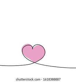 Heart in one continuous line. Valentine's Day.