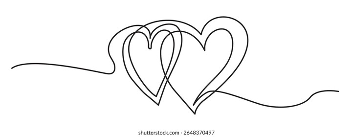 Forma lineal continua del amor, ícono del lineart de la boda, Diseño gráfico minimalista del día de San Valentín, golpe del garabato del corazón
