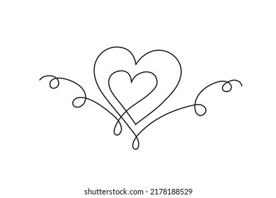 Corazón de una línea de arte, contorno continuo dibujado a mano. Símbolo romántico para el 14 de febrero. Diseño minimalista sencillo. Trazo editable. Aislado. Ilustración del vector