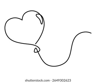 Heart one line art, hand-drawn heart, continuous contour, love concept. Feelings expression, festive enamored design romantic element Valentine's Day simple minimalist design. Editable stroke. 