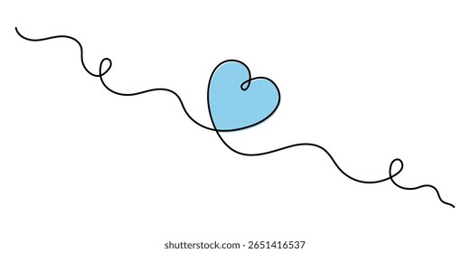Coração uma linha de arte, coração desenhado à mão, contorno contínuo, conceito de amor. Sentimentos expressão, festivo enamorado design romântico Dia dos Namorados simples design minimalista. Traçado editável. 