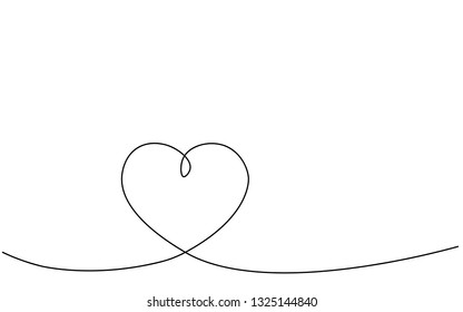 Heart one line drawing isolated on white background, vector illustration.