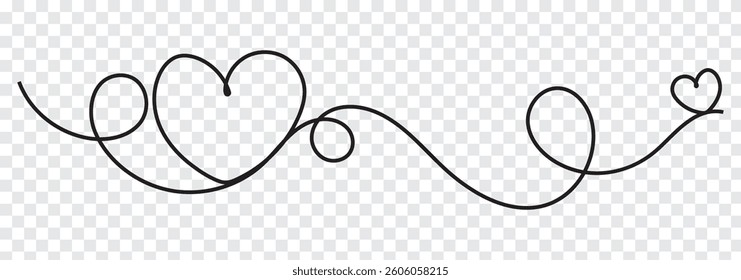 Heart one line drawing symbol of love. Vector continuous hand drawn sketch minimalism illustration isolated on white background. 