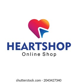 heart online shop logo vector design
