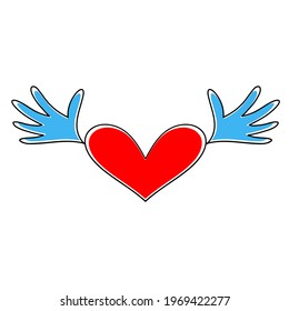 Heart with open arms funny heart cartoon with open arms