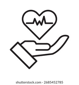 Corazón en la Ilustración vectorial de la mano abierta para el concepto de amor y cuidado