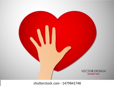 Heart, open palms. Icon, flat design. The concept of charity, volunteering, love, kindness, family, social problems. Vector illustration for your design.
