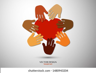 Heart, open palms. Icon, flat design. The concept of charity, volunteering, love, kindness, family, social problems. Vector illustration for your design.