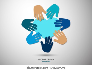 Heart, open palms. Icon, flat design. The concept of charity, volunteering, love, kindness, family, social problems. Vector illustration for your design.