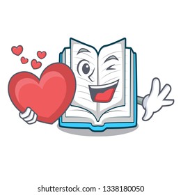 With heart opened book in the shape mascot