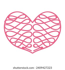 Heart with an openwork pattern. Open illustration on white background.