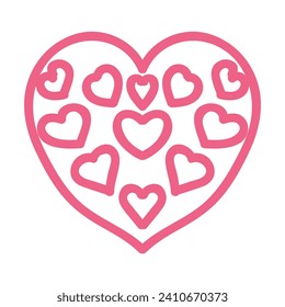 Corazón con un patrón de apertura. Ilustración abierta sobre fondo blanco.