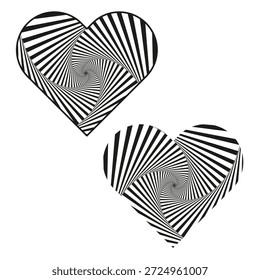 Heart optical pattern. Love illusion Vector. Abstract romance art. Valentine shape. EPS 10.