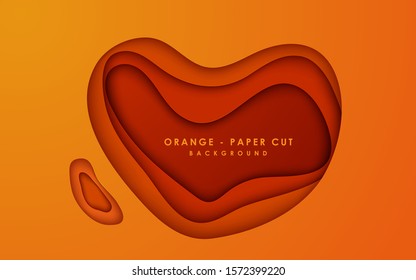 Heart orange paper cut background