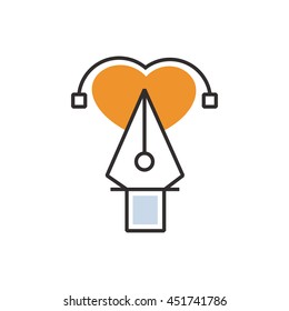 heart Orange pen tool  icon