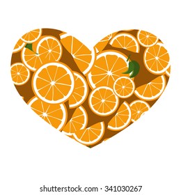 Heart with oranges. Vector illustration