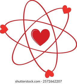 Heart Orbit with Satellite Hearts Vector Graphic
