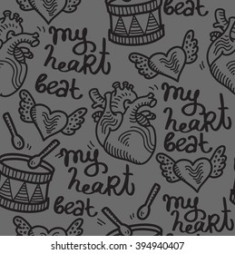 heart organ cute tattoo rock-n- roll pattern 