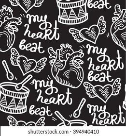 heart organ cute tattoo rock-n- roll pattern 