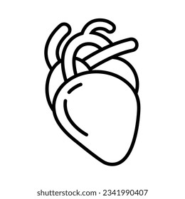 Heart organ human, vector icon design in line art style