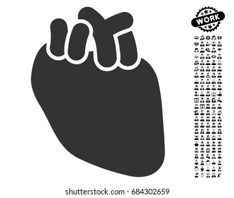Heart Organ icon with black bonus job symbols. Heart Organ vector illustration style is a flat gray iconic symbol for web design, app user interfaces.