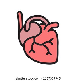diseño de iconos de órganos cardíacos, ilustración vectorial con estilo de línea, mejor utilizado para banners o aplicaciones web