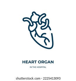 Heart organ icon. Linear vector illustration from in the hospital collection. Outline heart organ icon vector. Thin line symbol for use on web and mobile apps, logo, print media.