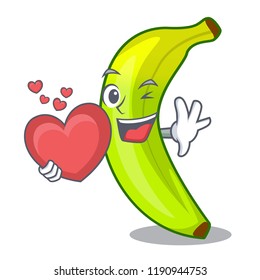 With heart a organic fruit green banana cartoon