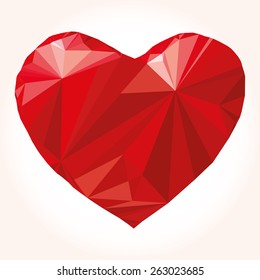Heart origami. Vector Illustration. Abstract polygonal heart. Love symbol. Low-poly colorful style. Romantic background for Valentines day.
