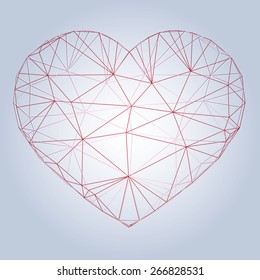 Heart origami. Vector Illustration. Abstract polygonal heart. Love symbol. Low-poly colorful style. Romantic background for Valentines day.