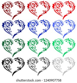 Heart ornament design. Flat design, vector.