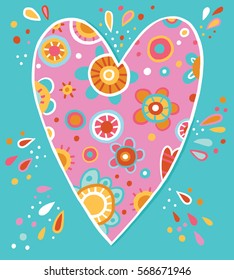 heart with ornament. hippie style