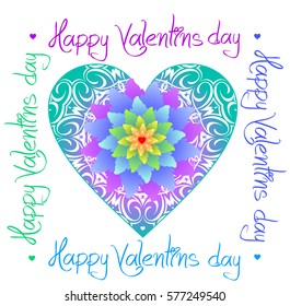 heart with an ornament and a magical flower as a gift for Valentine's Day