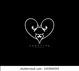 Heart Ornament Monogram Line Logotype