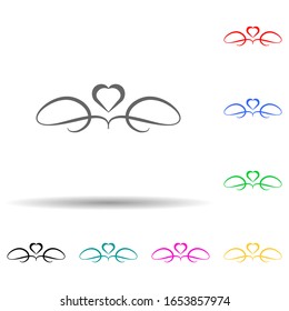 heart ornament multi color style icon. Simple glyph, flat vector of ornaments icons for ui and ux, website or mobile application