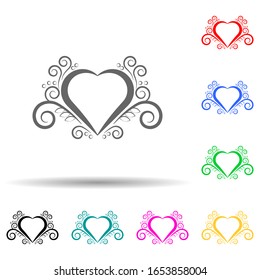 heart ornament multi color style icon. Simple glyph, flat vector of ornaments icons for ui and ux, website or mobile application