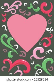 Heart with ornaments in background.