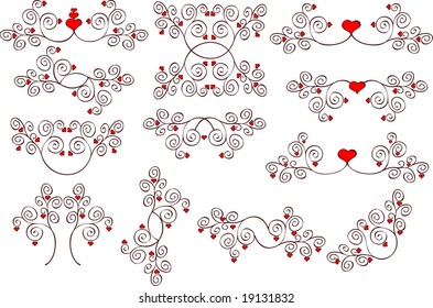 Heart ornaments - vector.