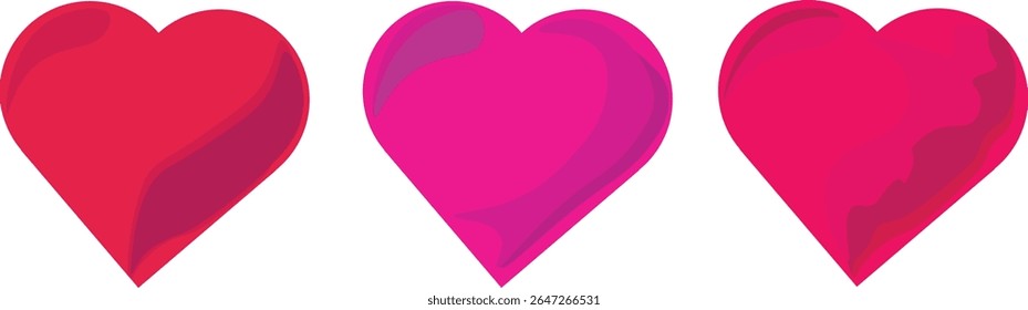 Heart outfits in red, purple, pink, love Valentine, romantic, red icon, valentine illustration, romantic vector day, decorative design