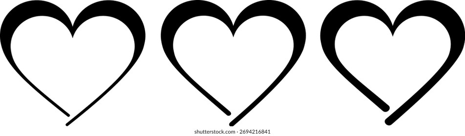 Heart Outline Bundle | Five Love Shape Vector Set | Minimal Romantic Clipart #1F