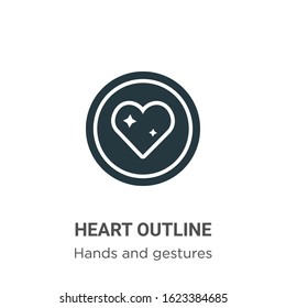 Heart outline glyph icon vector on white background. Flat vector heart outline icon symbol sign from modern hands and gestures collection for mobile concept and web apps design.